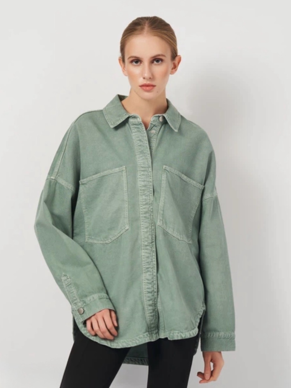 Zara Oversized Mint Green Utility Shirt Jacket